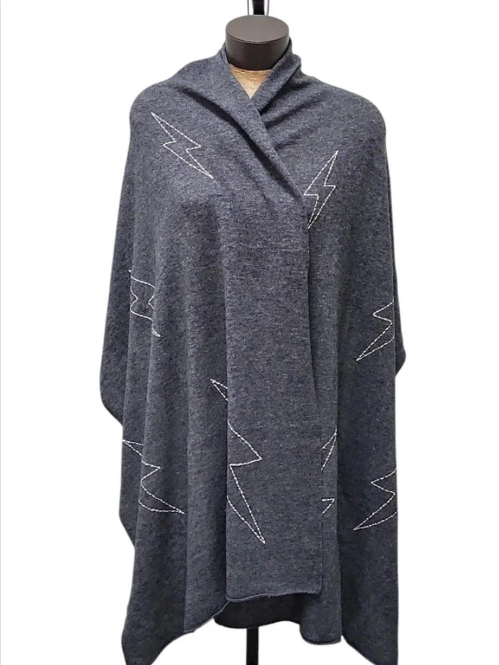 Sundry Revolve Wool Cashmere Wrap Scarf White Bolt Stitch Charcoal Grey